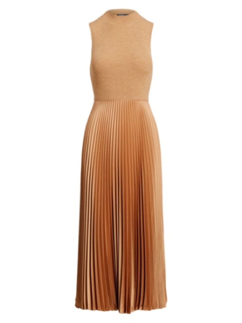 Polo by Ralph Lauren Sleeveless Pleated Maxi Dress in Camel